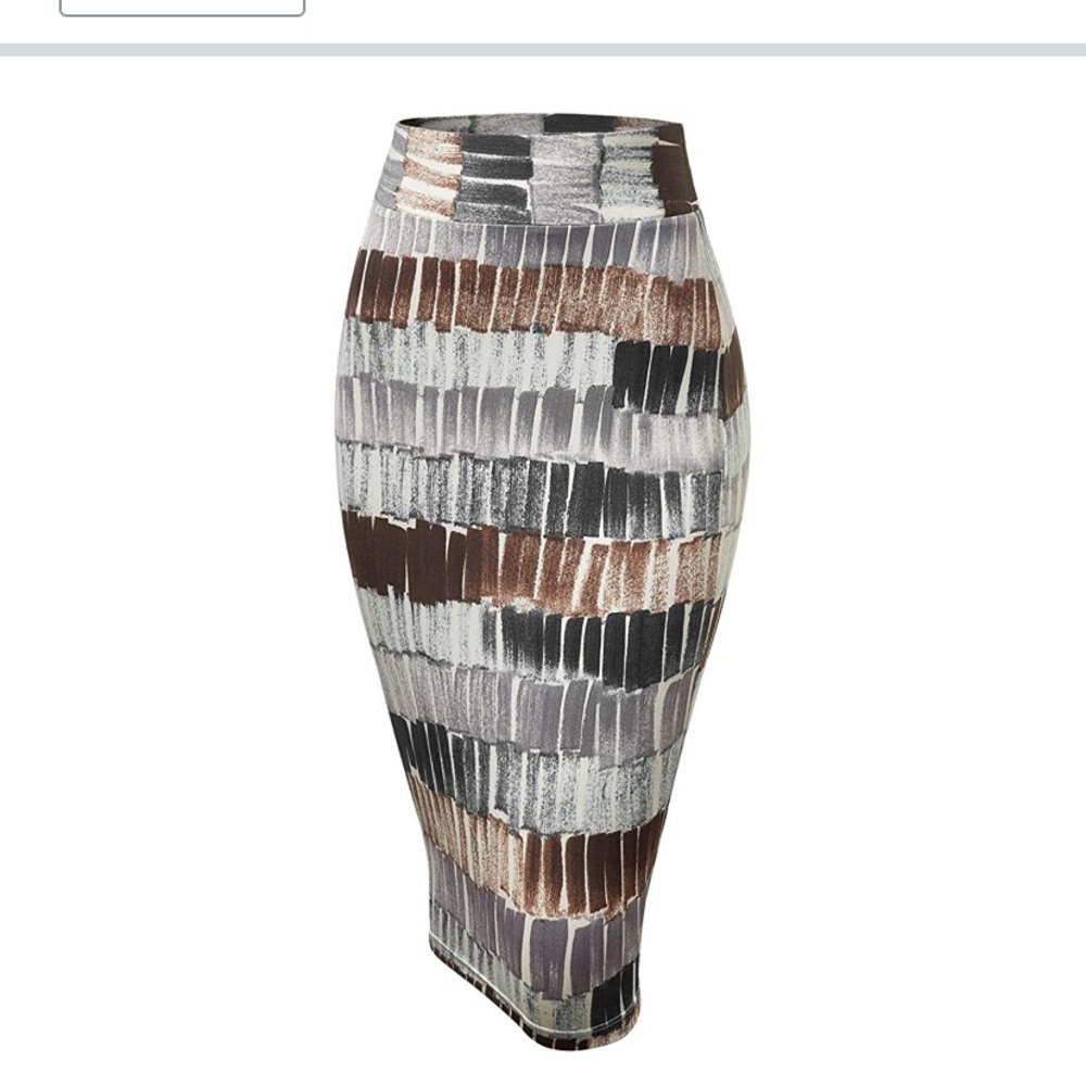 Abstract Print Pencil Skirt